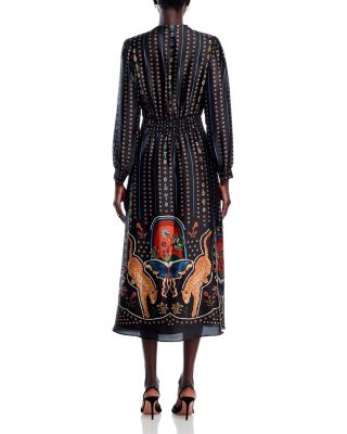 Long Sleeve Split V Neck Midi Dress