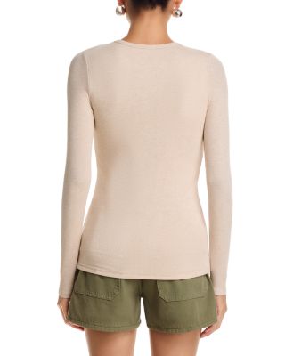 Heathered Modal Rib Long Sleeve Henley Top