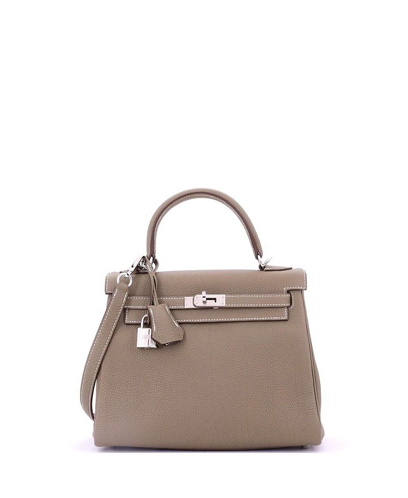 Pre-owned Pre-owned Hermes Hermes Kelly 25 Handbag Grey Togo With Palladium Hardware In Brown