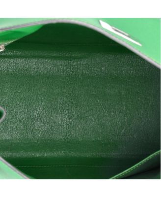 Kelly 28 Handbag Green Epsom with Palladium Hardware