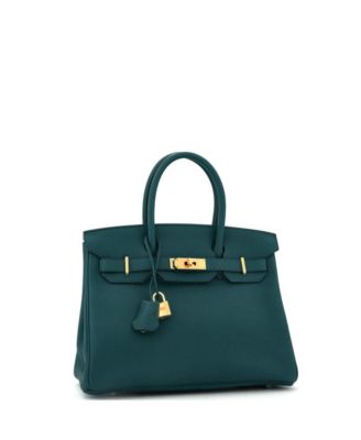 Birkin 30 Handbag Green Clemence with Gold Hardware