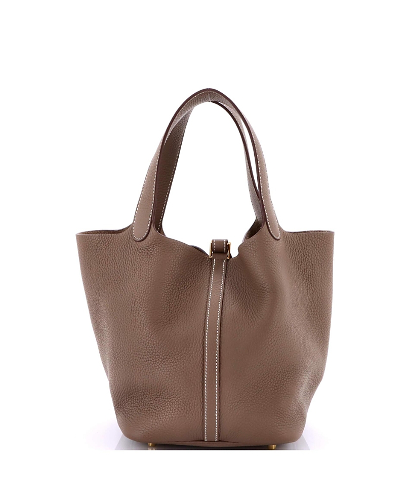 Pre-owned Pre-owned Hermes Hermes Mm Picotin Lock Bag Clemence In Gray