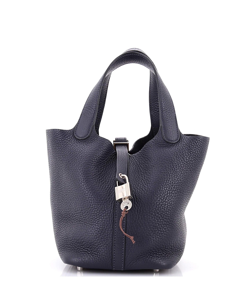 Pre-owned Pre-owned Hermes Hermes Pm Picotin Lock Bag Clemence In Blue