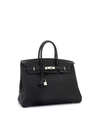 Birkin 35 Handbag Black Clemence with Palladium Hardware