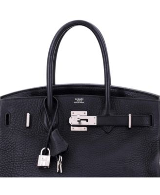 Birkin 30 Handbag Black Clemence with Palladium Hardware