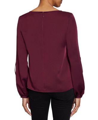 Livi Long Sleeve Top with Grommet Detail in Fluid Crepe