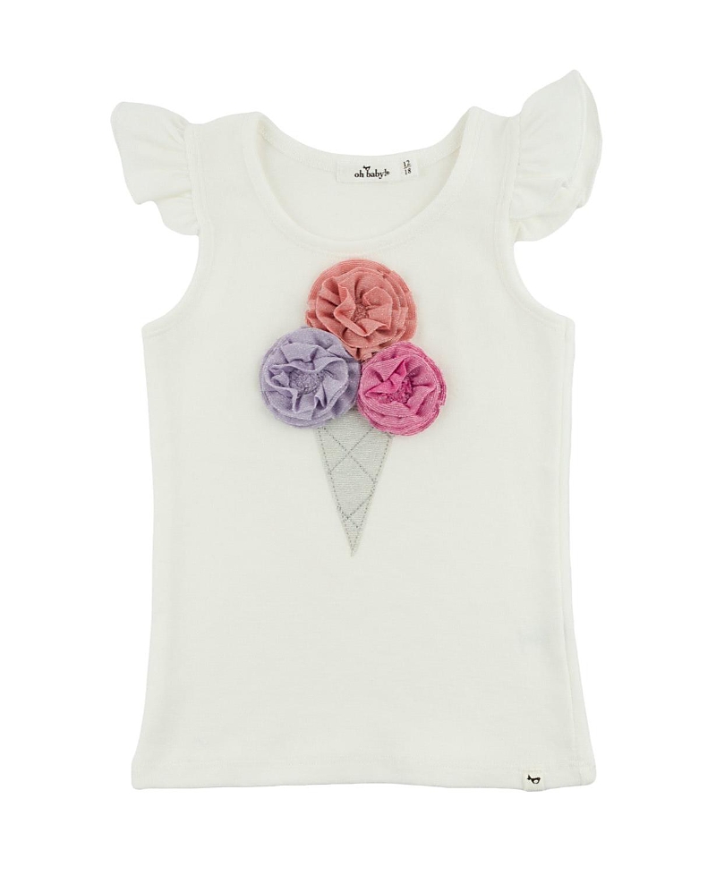 Oh Baby ! Girls' Sparkle Applique Flutter Tank - Baby In White