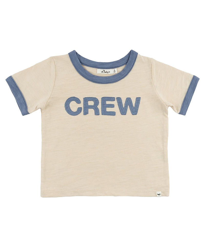 Oh Baby ! Unisex Crew Applique Billie Slub Ringer Tee - Baby In Gold