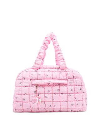 Cherry Print Scrunch Medium Duffle With Charm
