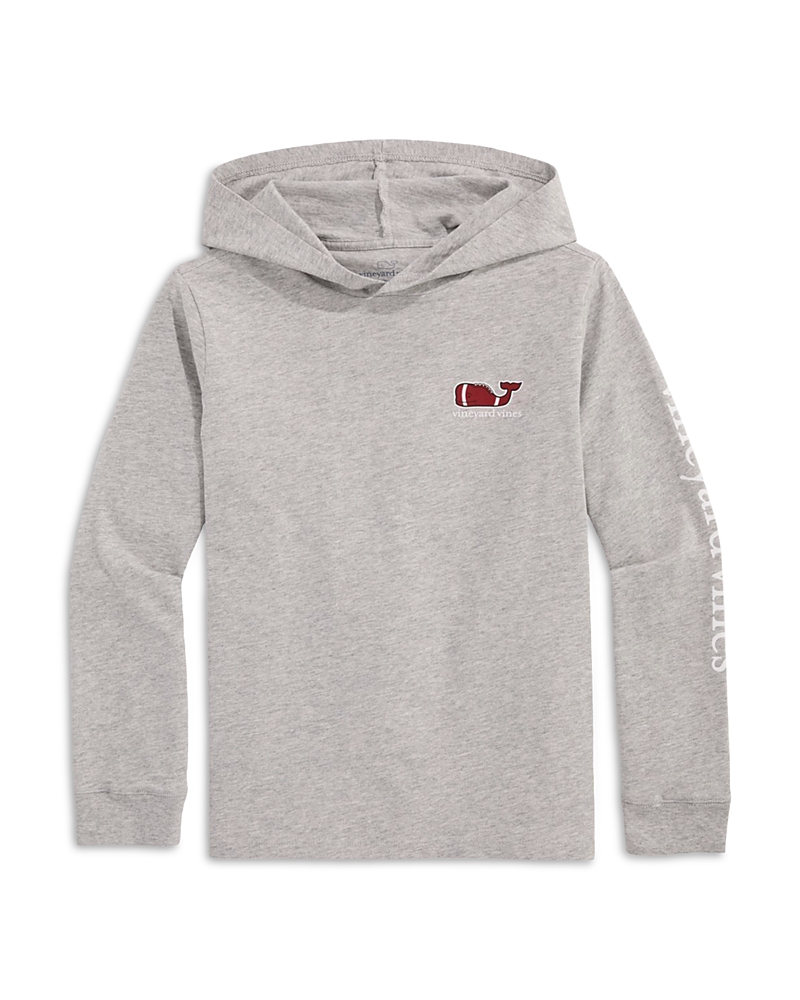 Vineyard Vines Kids' Football Whale Cotton Graphic Hoodie In Gray