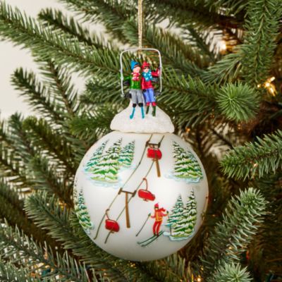 Glass Ski Lift Mountain Ornament - Exclusive
