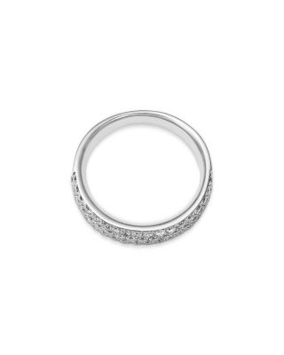 Diamond Pav&eacute; Three Row Band in 14K White Gold, 1.0 tcw