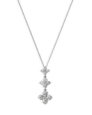 Diamond Triple Tier Pendant Necklace in 14K White Gold, 3.5 tcw