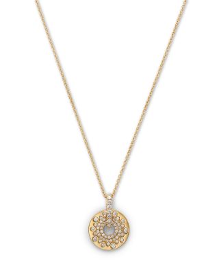 Scattered Diamond Disc Pendant Necklace in 14K Yellow Gold, 0.4 tcw