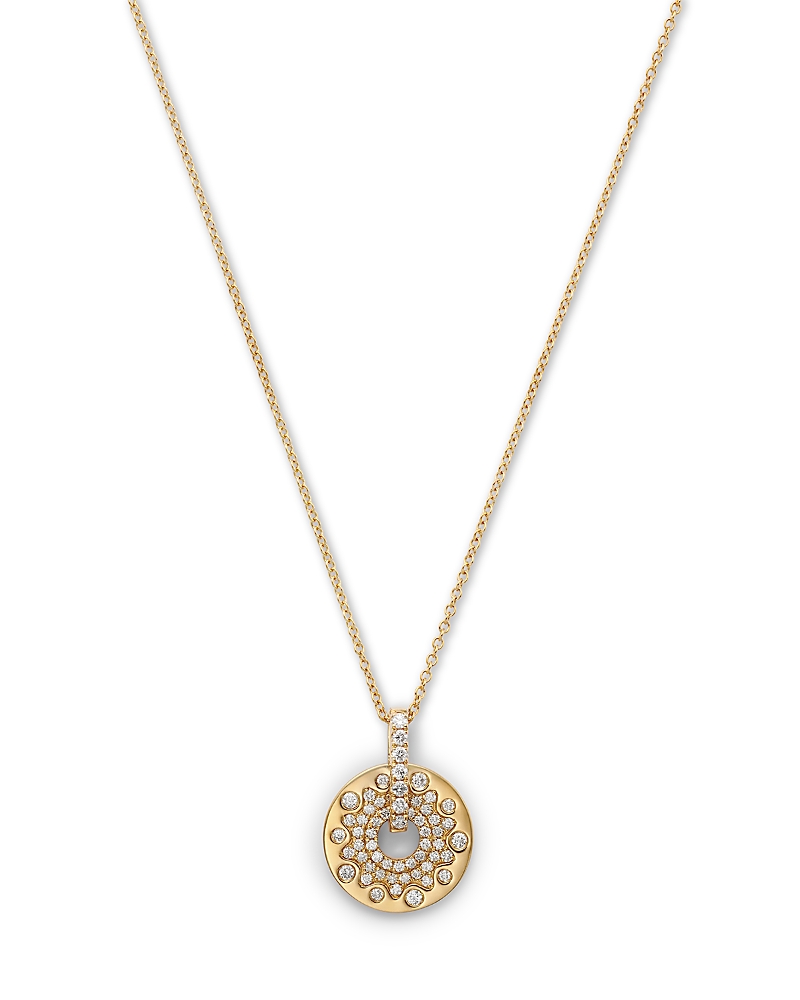 Bloomingdale's Fine Collection Scattered Diamond Disc Pendant Necklace in 14K Yellow Gold, 0.4 tcw