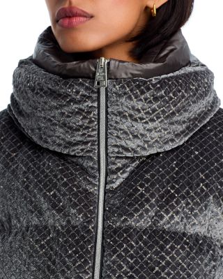 Sequin Velvet Short Puffer Coat