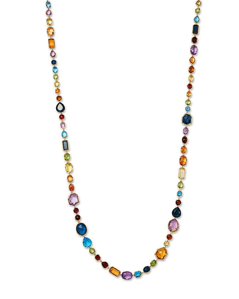 Ippolita 18K Yellow Gold Rock Candy Multi Stone Mixed Cut Bezel Long Statement Necklace, 39.5 - Exclusive