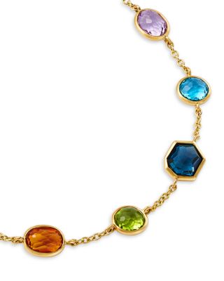18K Yellow Gold Rock Candy&reg; Multi Gemstone Mixed Cut Bezel Link Bracelet - Exclusive