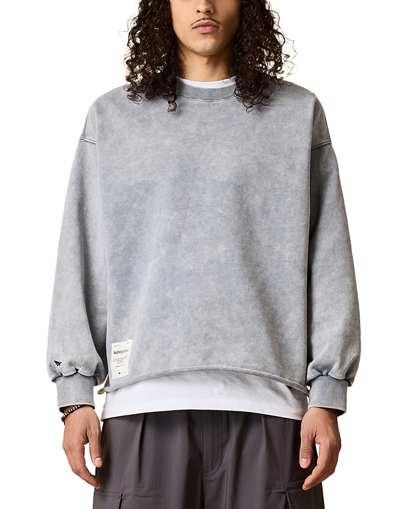 Paper Planes Snow Wash Open Bottom Sweatshirt In Gray