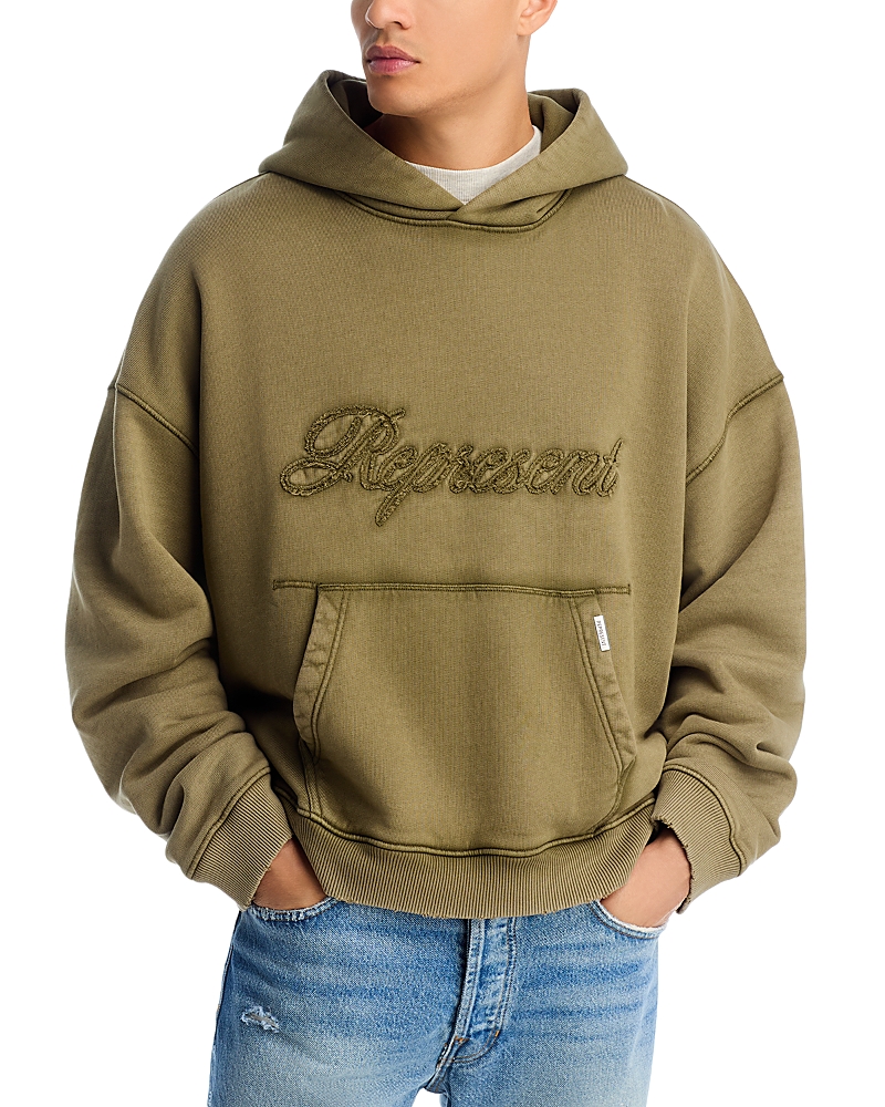 Represent Boxy Reverse Applique Hoodie In Brown