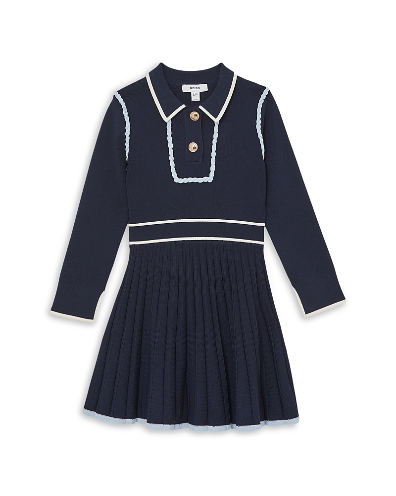 Reiss Girls' Freya Piped Knitted Dress - Little Kid, Big Kid In Blue
