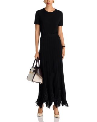 x Lani Lynn Fringe Hem Ribbed Knit Maxi Skirt