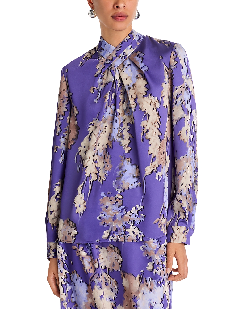 Misook Floral Crepe De Chine Blouse In Multi