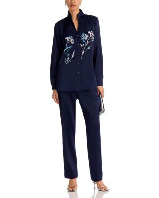 Split Collar Embroidered Blouse