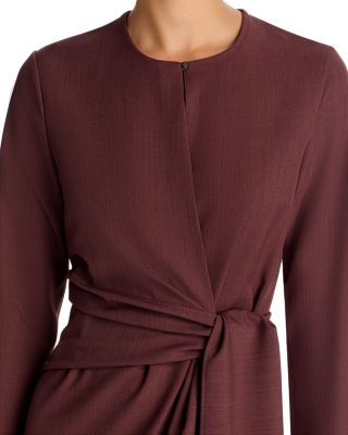 Long Sleeve Draped Tie Shift Dress