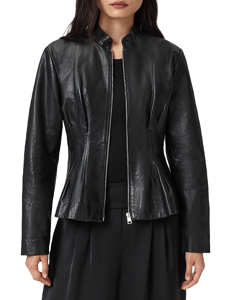 Allsaints Clo Leather Jacket In Black