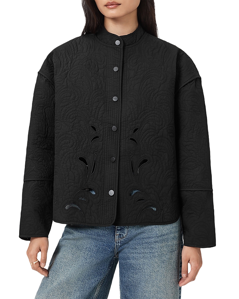 Allsaints Clary Quilted Shacket In Black