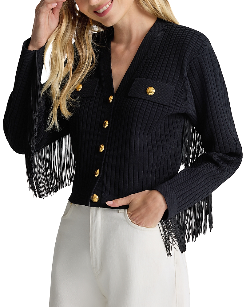 St John St. John Collection Fringe Flatback Rib Jacket In Black