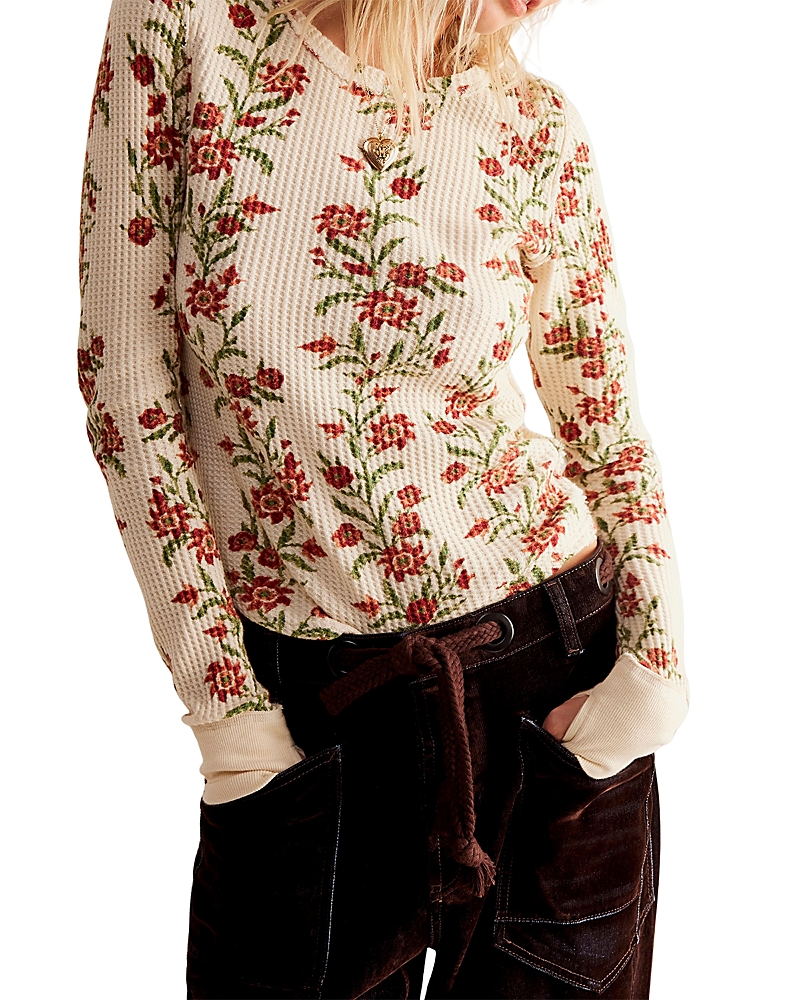Free People Pretty Little Thermal Stitch Top In Multi