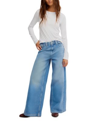 Kellee High Rise Palazzo Jeans in Plaza Blue