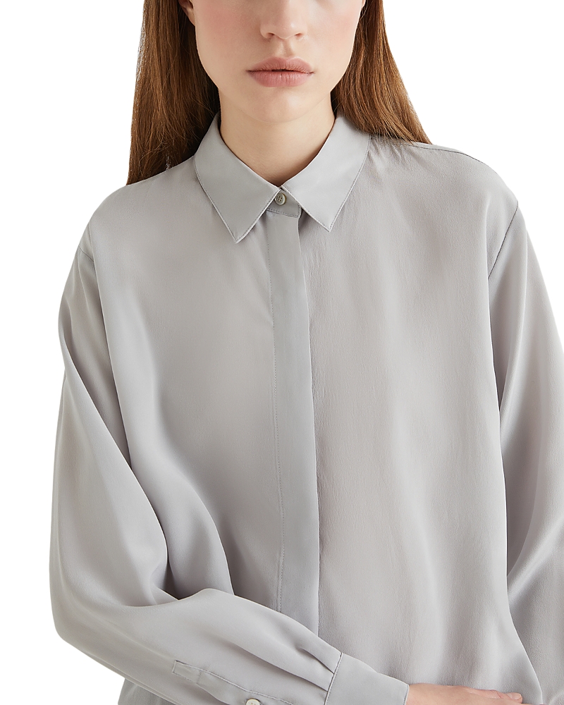 Marella Rocker Pearl Silk Shirt In Gray