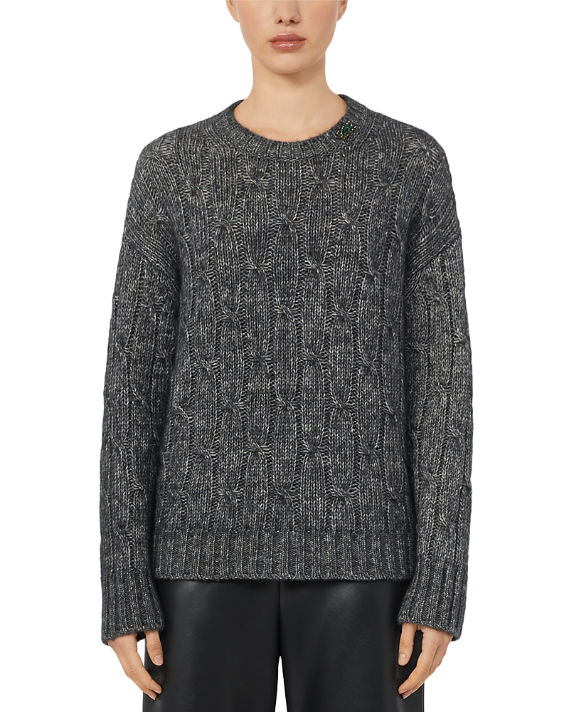 Max Mara Boxy Jumper In Alpaca And Cotton In Gray