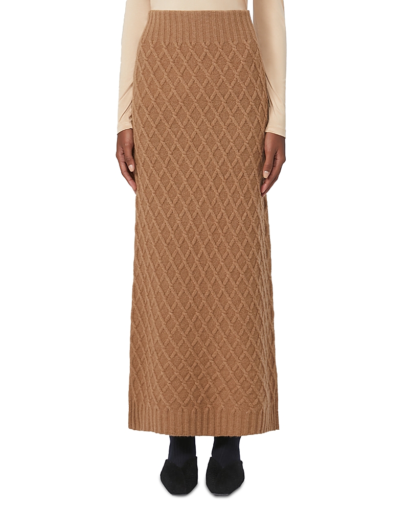 Max Mara Po Knitted Camel Hair Maxi Skirt In Brown