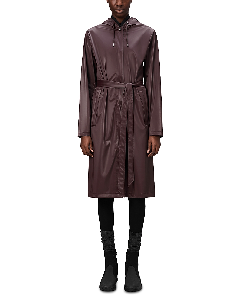 Rains Waterproof A-line Long Raincoat In Burgundy