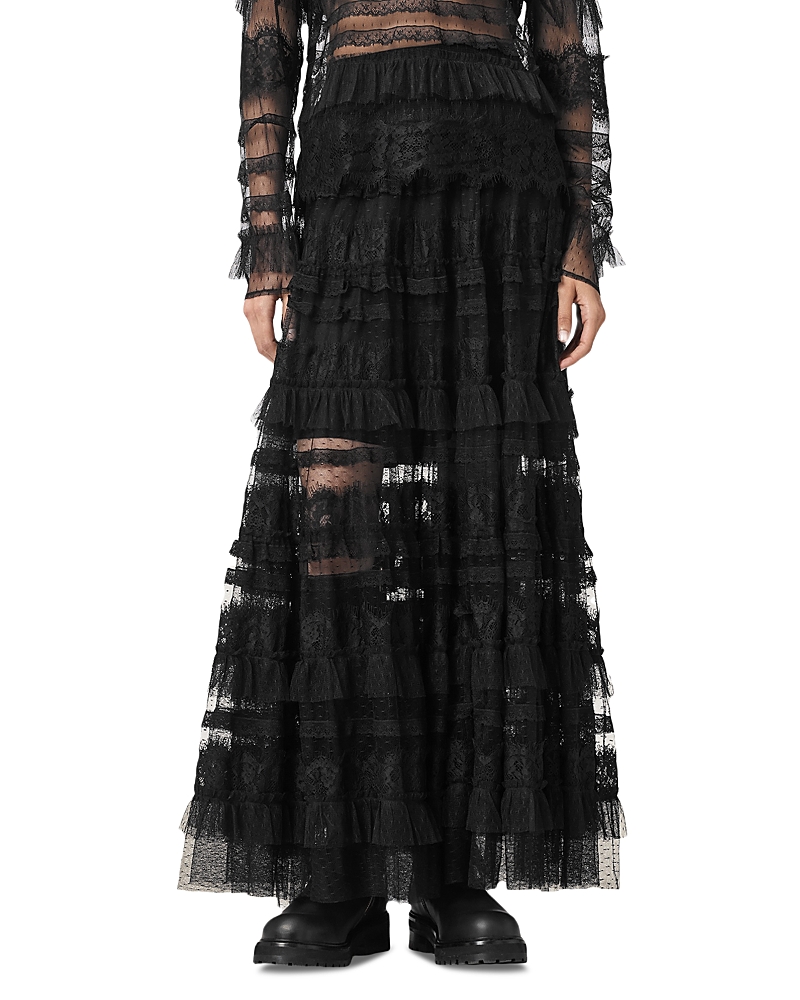 Allsaints Arlea Tulle Maxi Skirt In Black