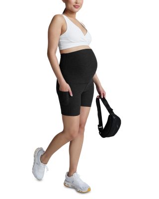 Spacedye Keep Pace Maternity Pocket Biker Shorts