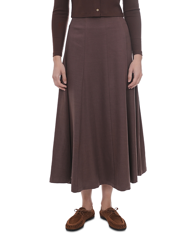 Point Twill Panel Skirt In Brown