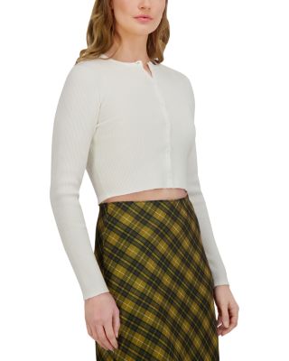 Knit Crewneck Cropped Cardigan Sweater