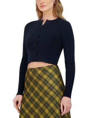 Knit Crewneck Cropped Cardigan Sweater