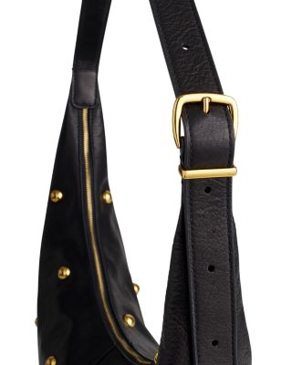 The Essential Studded Suede Curve Shoulder Bag