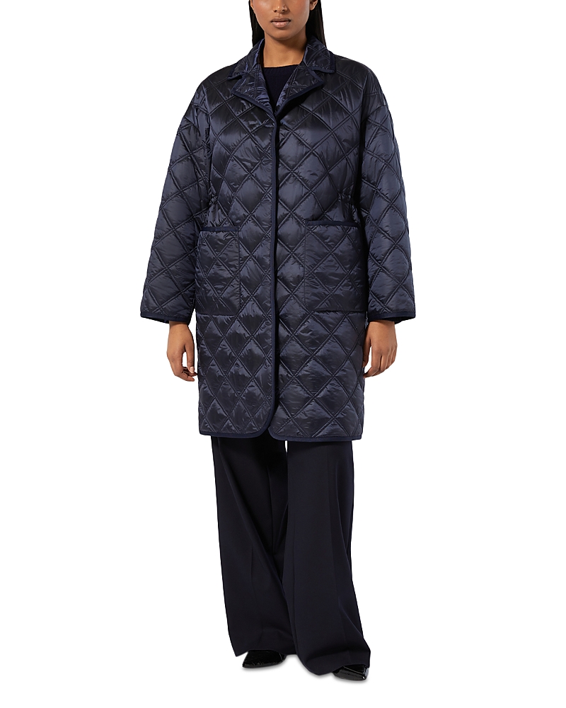 Marina Rinaldi Preston Water Repellent Quilted Coat In Blue