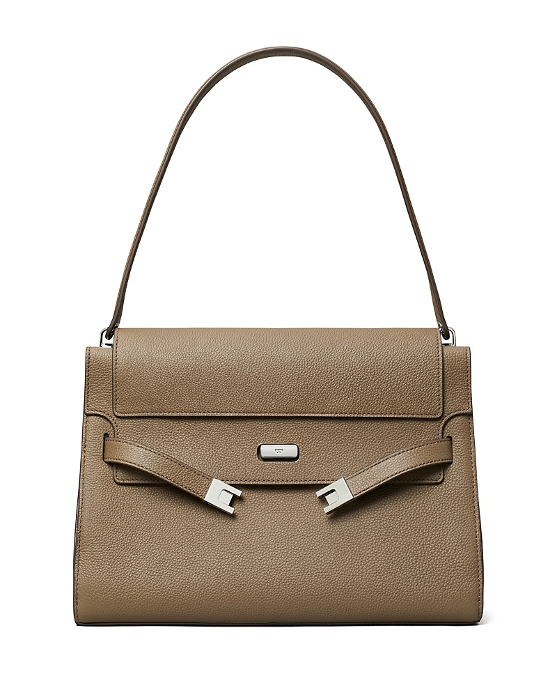 Tory Burch Lee Radziwill Pebble Leather Large Shoulder Bag In Brown