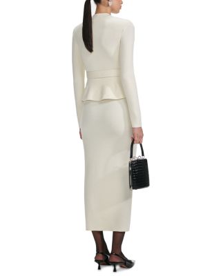 Wool Peplum Knit Midi Dress