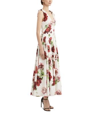 V Neck Peony Print Dress