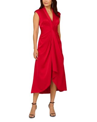 Aidan Mattox Pleated A Line Midi Dress