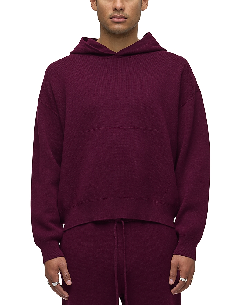 Hudson Cotton Cashmere Double Knit Hoodie In Burgundy